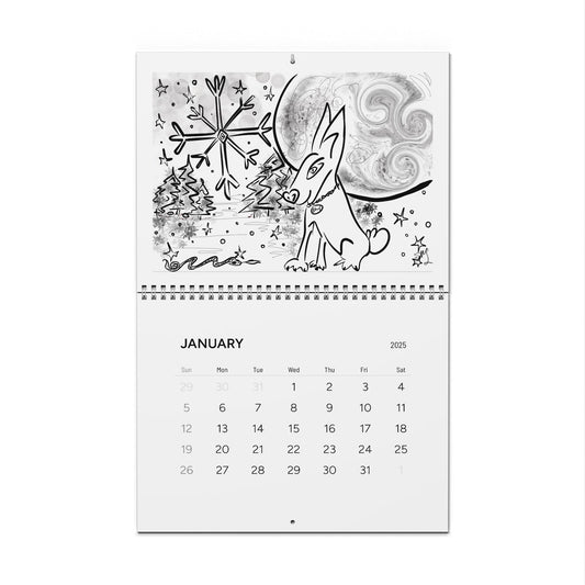A coloring calendar for 2025, the year of the snake